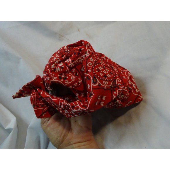 RARE Vintage 40s‎ Red Bandana Formed headscarf by SYMPHONY land girl WW2 - Picture 3 of 6